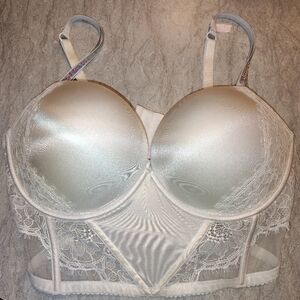 Victoria's Secret Elegant Lace Trimmed White Bustier
